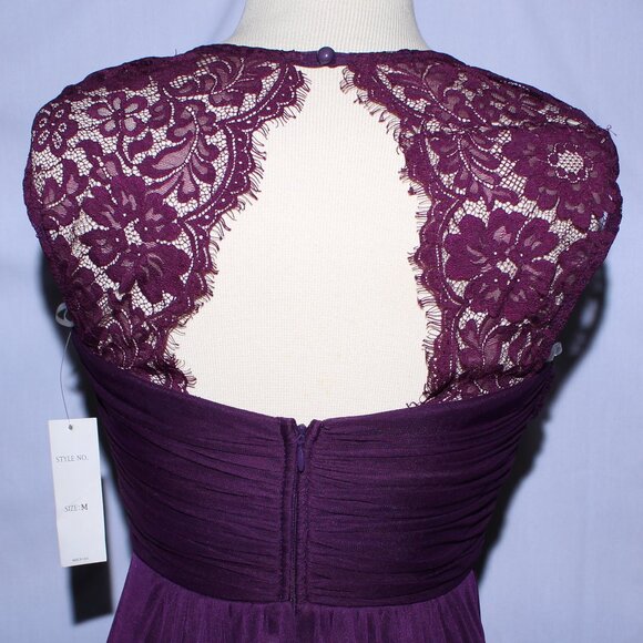 Juno #8098 Chiffon & Lace Bridesmaid or Mother of Bride Dress-Size M-PLUM-NWT - Picture 5 of 5